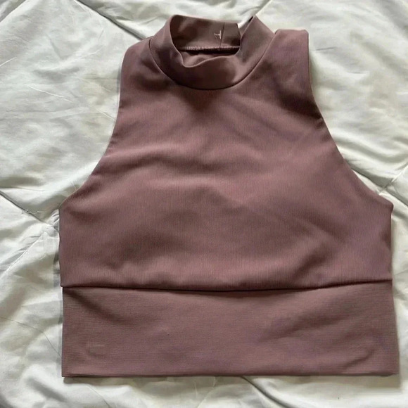 Kyodan pink ribbed mock crop sports bra size P/S - Picture 4 of 7